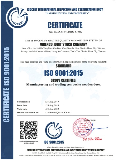 Chứng nhận ISO 9001x2015 E