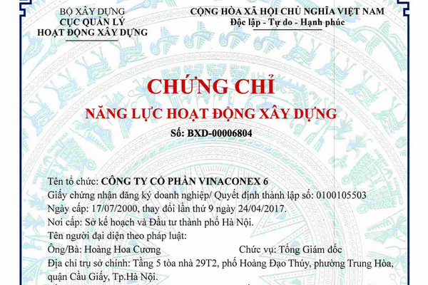 Chứng chỉ năng lực hoạt động xây dựng