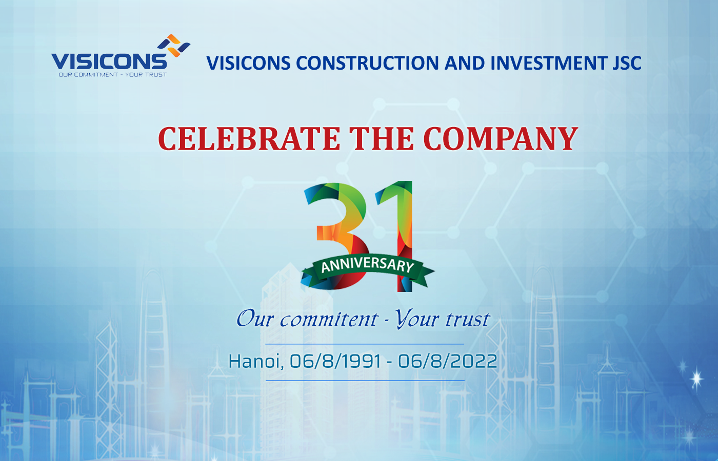 Congratulation letter On the occasion of the 31st Anniversary of Visicons Investment and Construction Joint Stock Company of the Board of Directors.